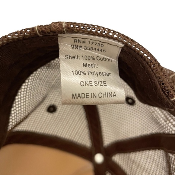 Trucker Cap Hat Brown Ivory Flowers Palm Trees Adjustable Men’s One Size - Picture 7 of 8